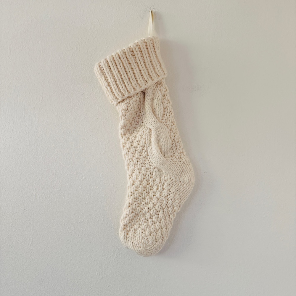 Pottery Barn Cream Chunky Knit Thick Stocking - Picture 2 of 6